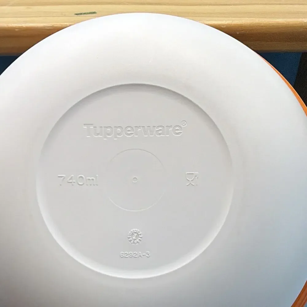 Tupperware Orange/White Plastic Round Bowl 740 ml Snap Lid 2pc Set 6292A-3
